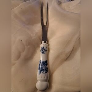 Vintage BLUE Onion Design Porcelain Fork.